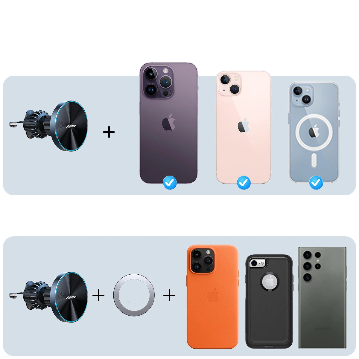 Joyroom Magnetische Autohalterung mit kabellosem Ladegerät 15W für Lüftungsschlitze Schwarz (JR-ZS240 Pro)