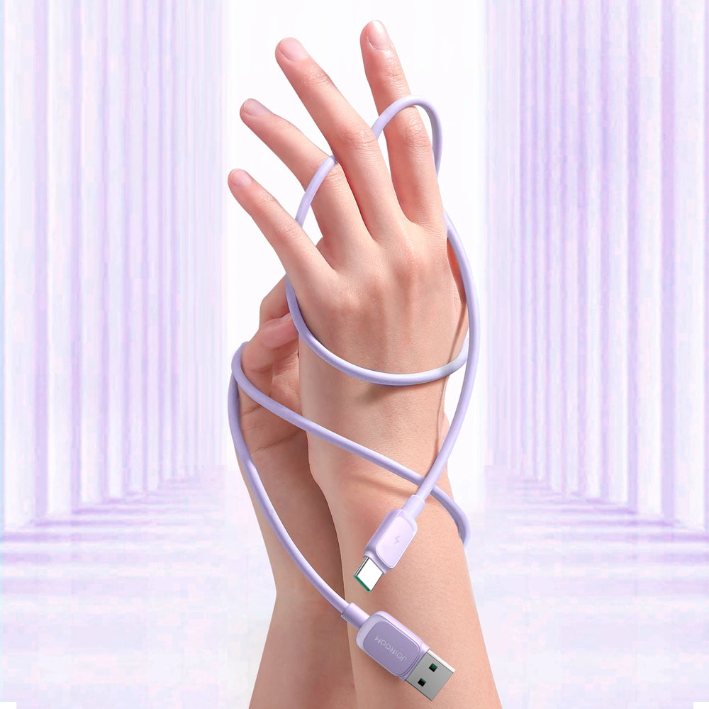 Joyroom Multi-Color Series A14 USB-A/USB-C 3A-Kabel 1,2 m – Lila