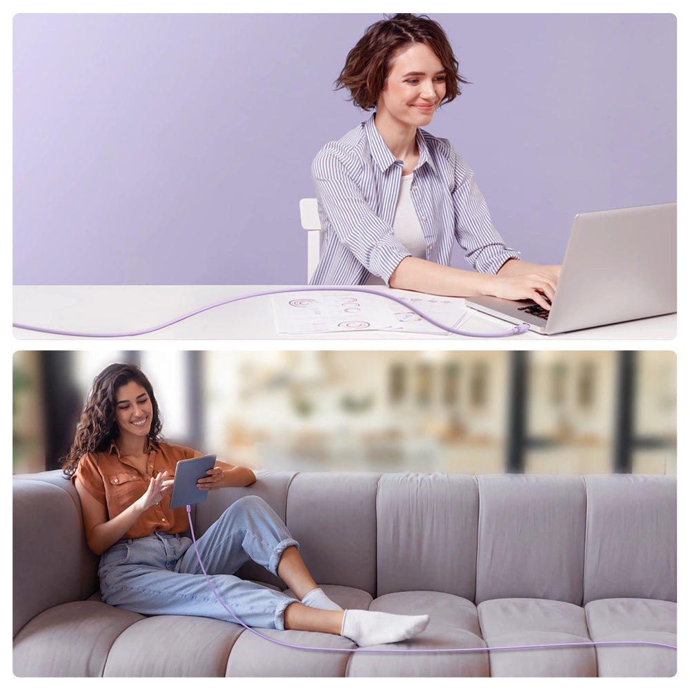 Joyroom Multi-Color Series A14 USB-A/USB-C 3A-Kabel 1,2 m – Lila