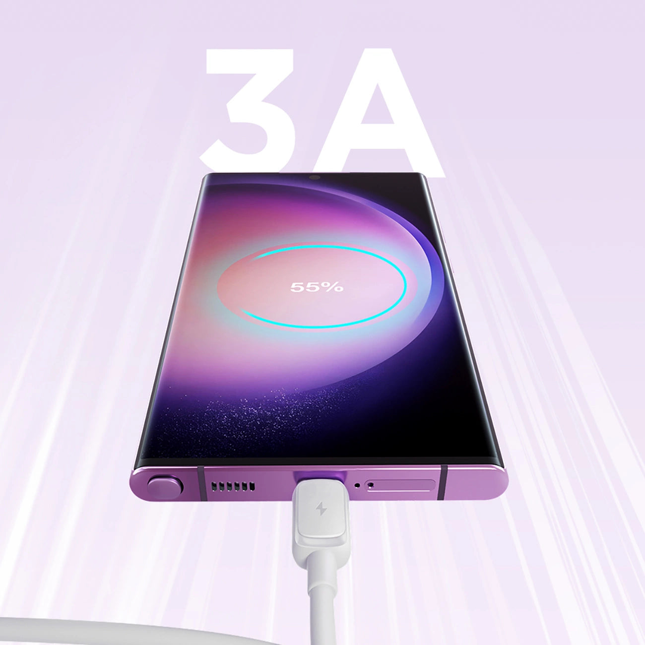 Joyroom Multi-Color Series A14 USB-A/USB-C 3A-Kabel 1,2 m – Weiß