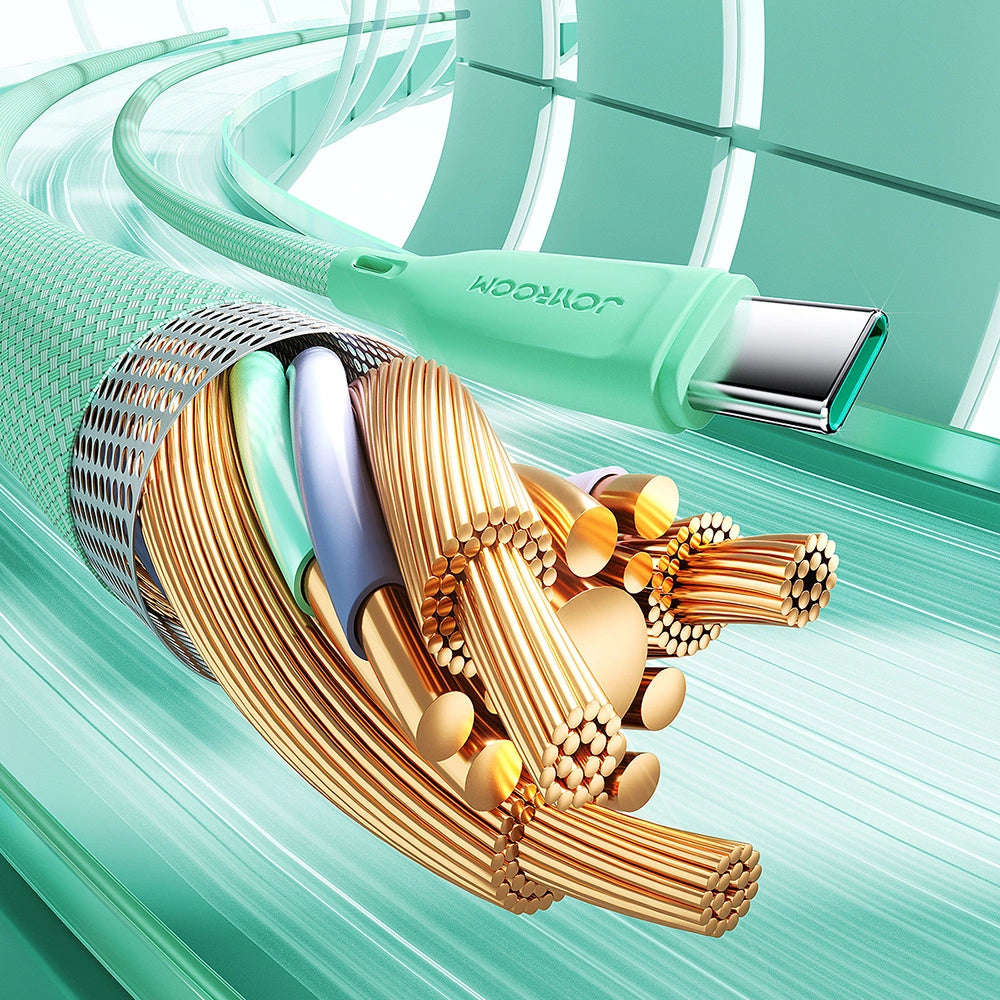 Joyroom Multi-Color Series S-A34 USB-C / USB-C PD 60W Kabel 1m - Grün