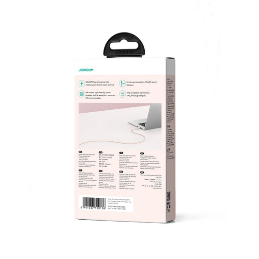 Joyroom Multi-Color Series S-A34 USB-C / USB-C PD 60W Kabel 1m - Rosa