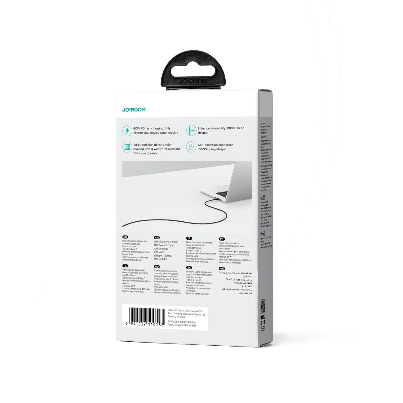 Joyroom Multi-Color Series S-A34 USB-C / USB-C PD 60W Kabel 1m - Schwarz