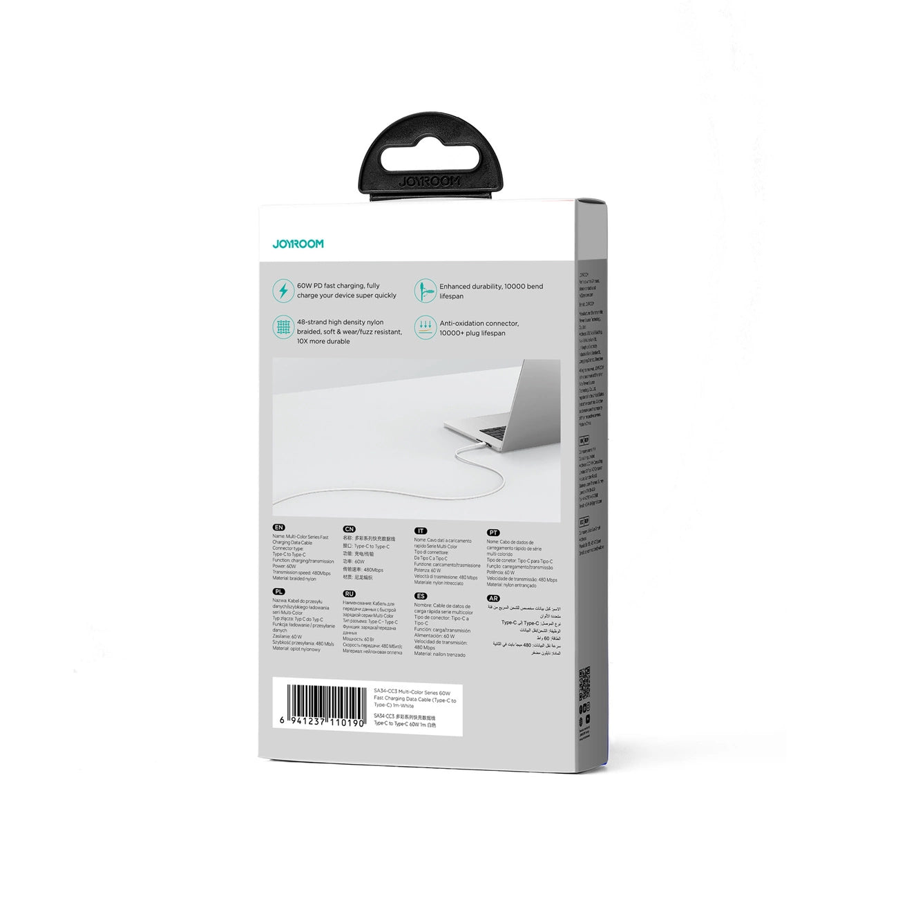 Joyroom Multi-Color Series S-A34 USB-C / USB-C PD 60W Kabel 1m - Weiß