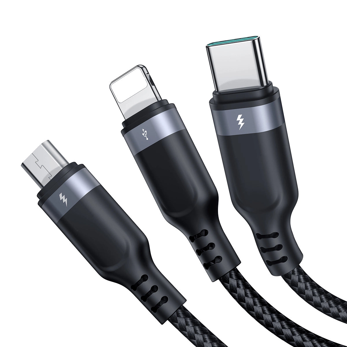 Joyroom Multi-Use Series S-A18 3in1 USB-A – Lightning /USB-C/Micro-USB-Kabel 0,3 m – Schwarz