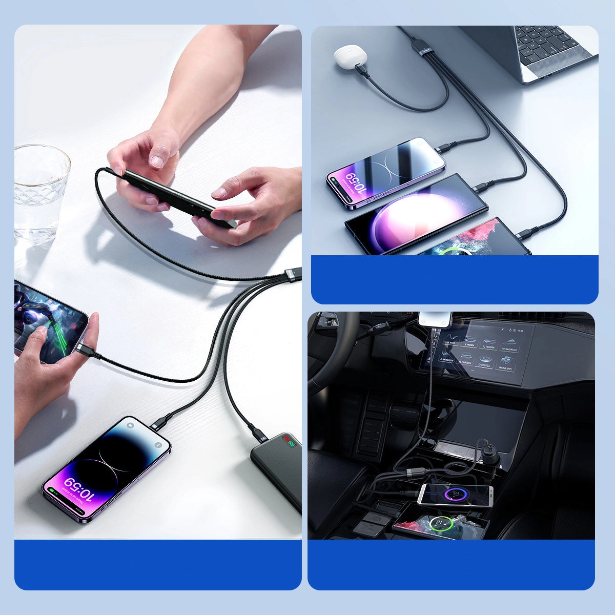 Joyroom Multi-Use Series S-A18 4in1 USB-A - USB-C / USB-C / Lightning / Micro-USB-Kabel 1,2 m - Schwarz