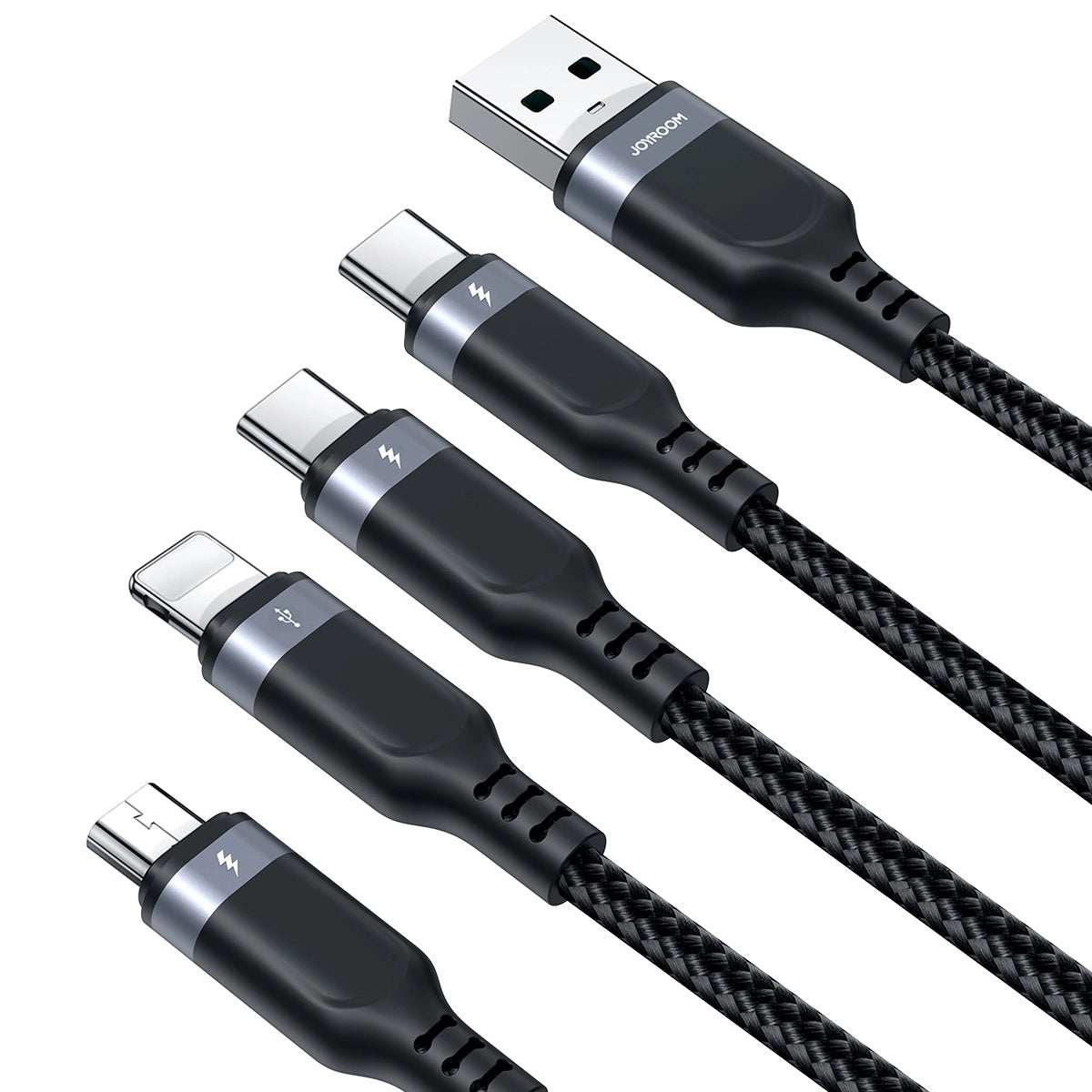 Joyroom Multi-Use Series S-A18 4in1 USB-A - USB-C / USB-C / Lightning / Micro-USB-Kabel 1,2 m - Schwarz