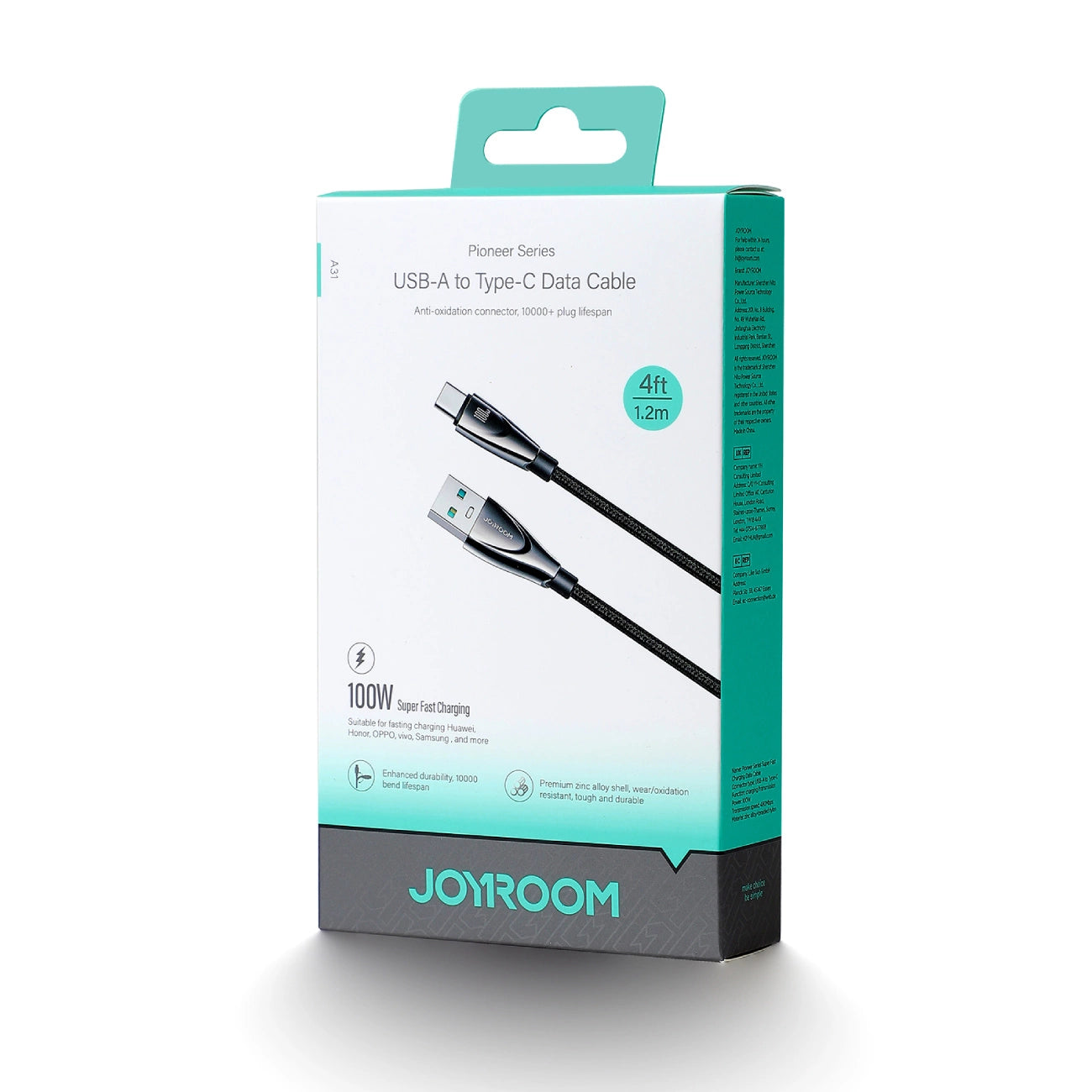 Joyroom Pioneer Series SA31-AC6 USB-A / USB-C Kabel 100W 1,2m - Schwarz