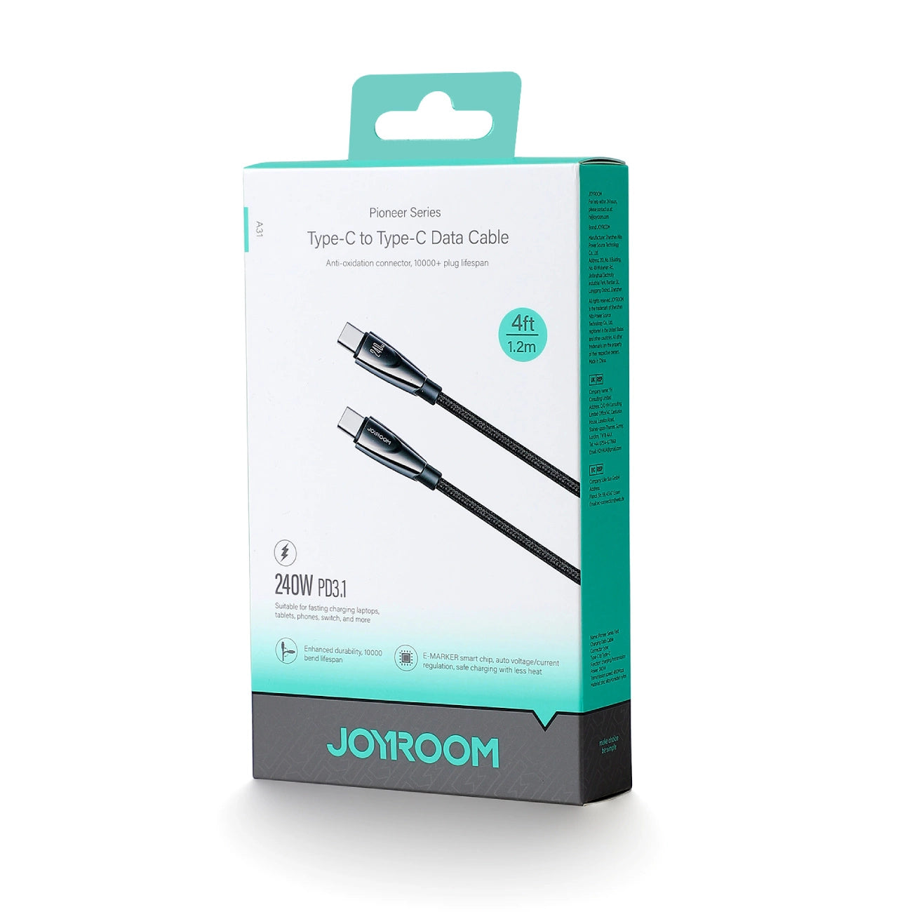 Joyroom Pioneer Series SA31-CC5 USB-C / USB-C 240W Kabel 1,2m - Schwarz