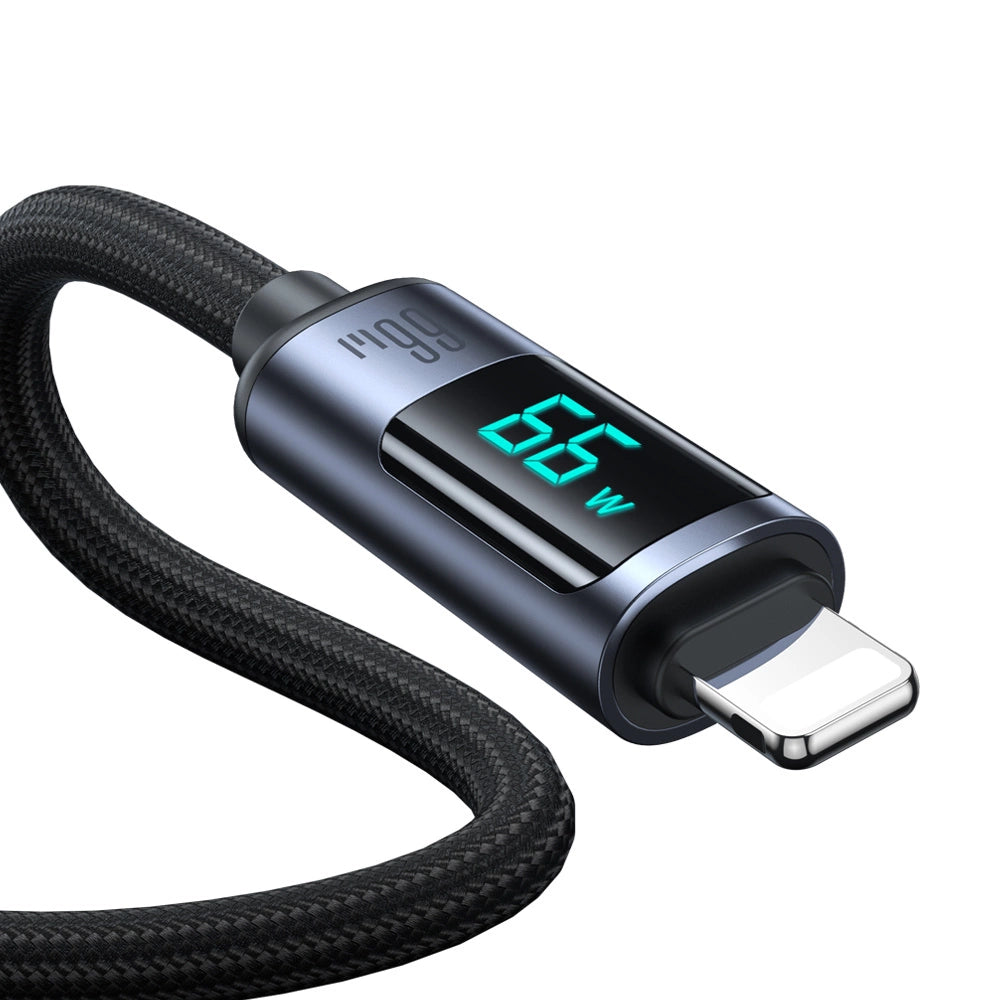 Joyroom Prism Series A16 USB-C/USB-A 66 W 1,2 m Kabel mit LED-Anzeige – Schwarz