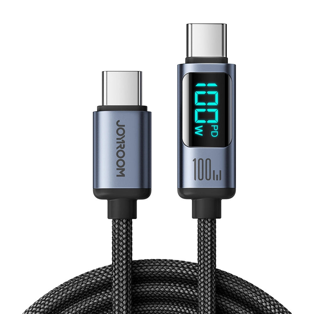 Joyroom Prism Series A16 USB-C / USB-C 100W 1,2m Kabel mit LED-Anzeige – Schwarz