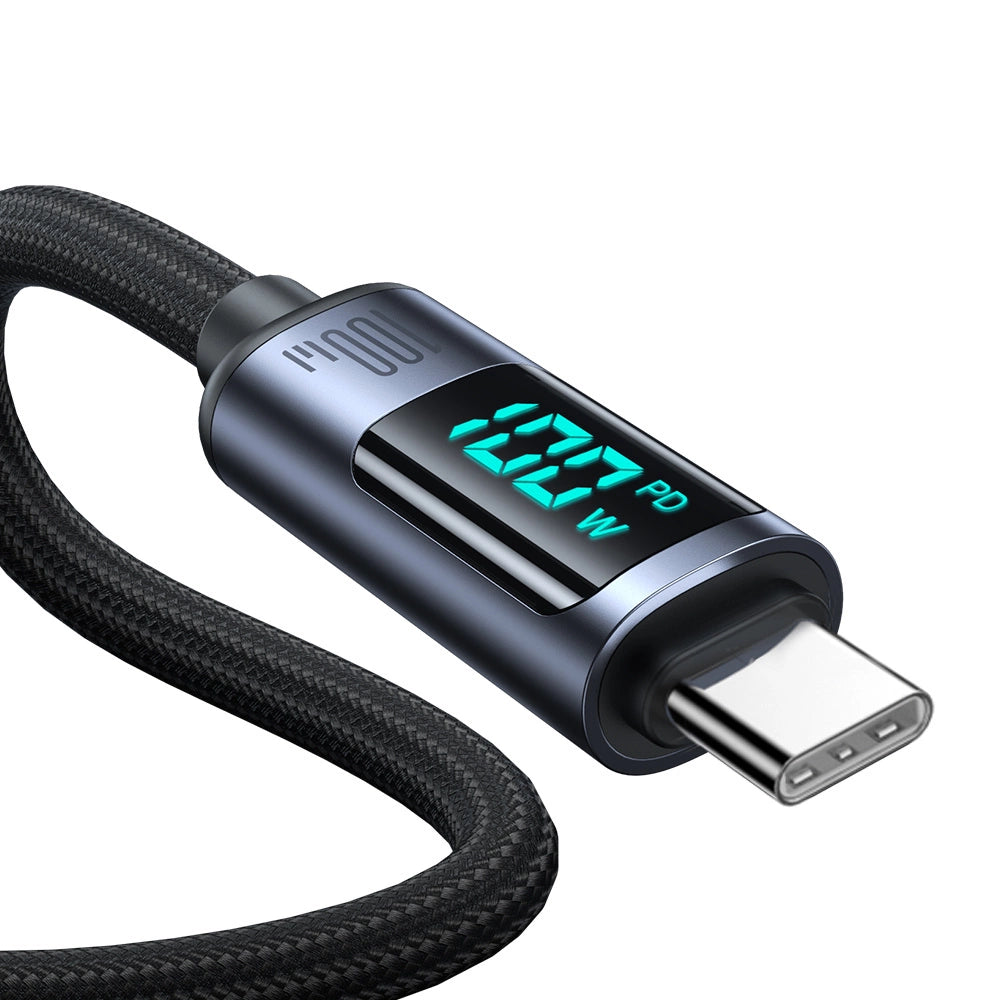 Joyroom Prism Series A16 USB-C / USB-C 100W 1,2m Kabel mit LED-Anzeige – Schwarz