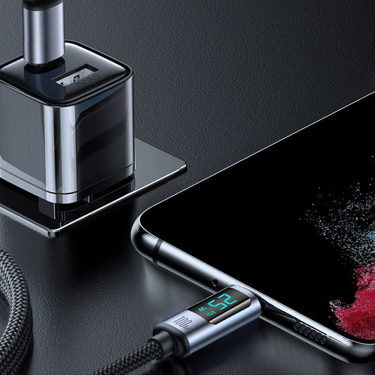 Joyroom Prism Series A16 USB-C / USB-C 100W 1,2m Kabel mit LED-Anzeige – Schwarz