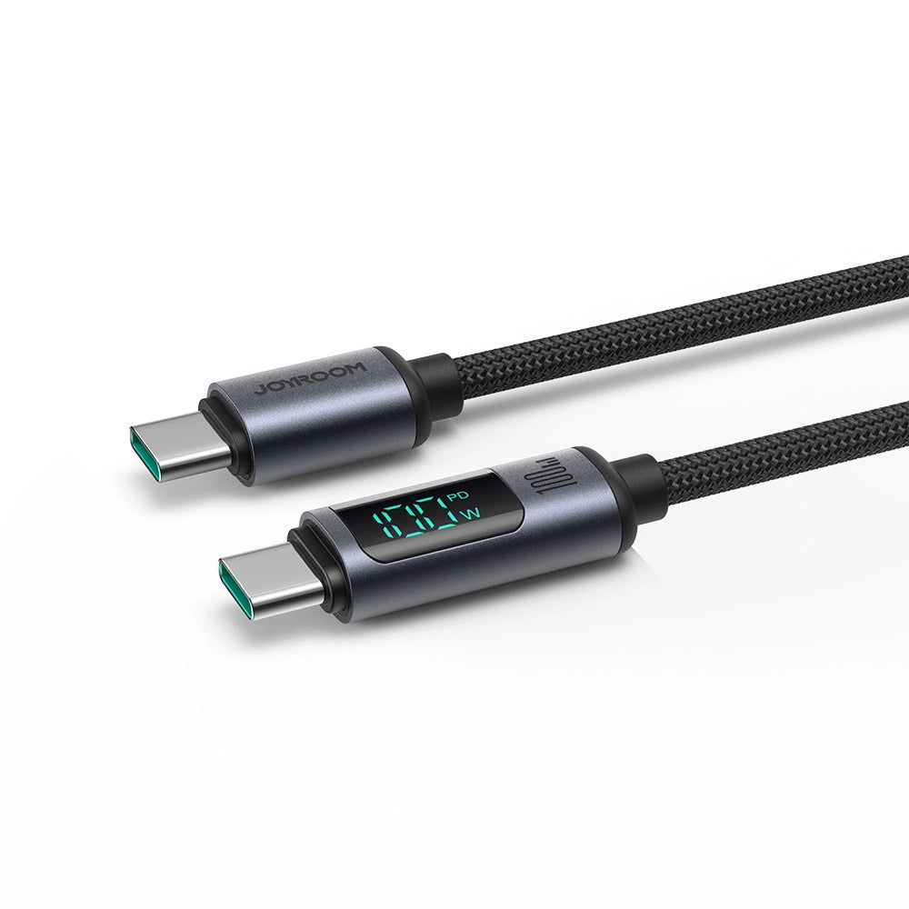 Joyroom Prism Series A16 USB-C / USB-C 100W 1,2m Kabel mit LED-Anzeige – Schwarz