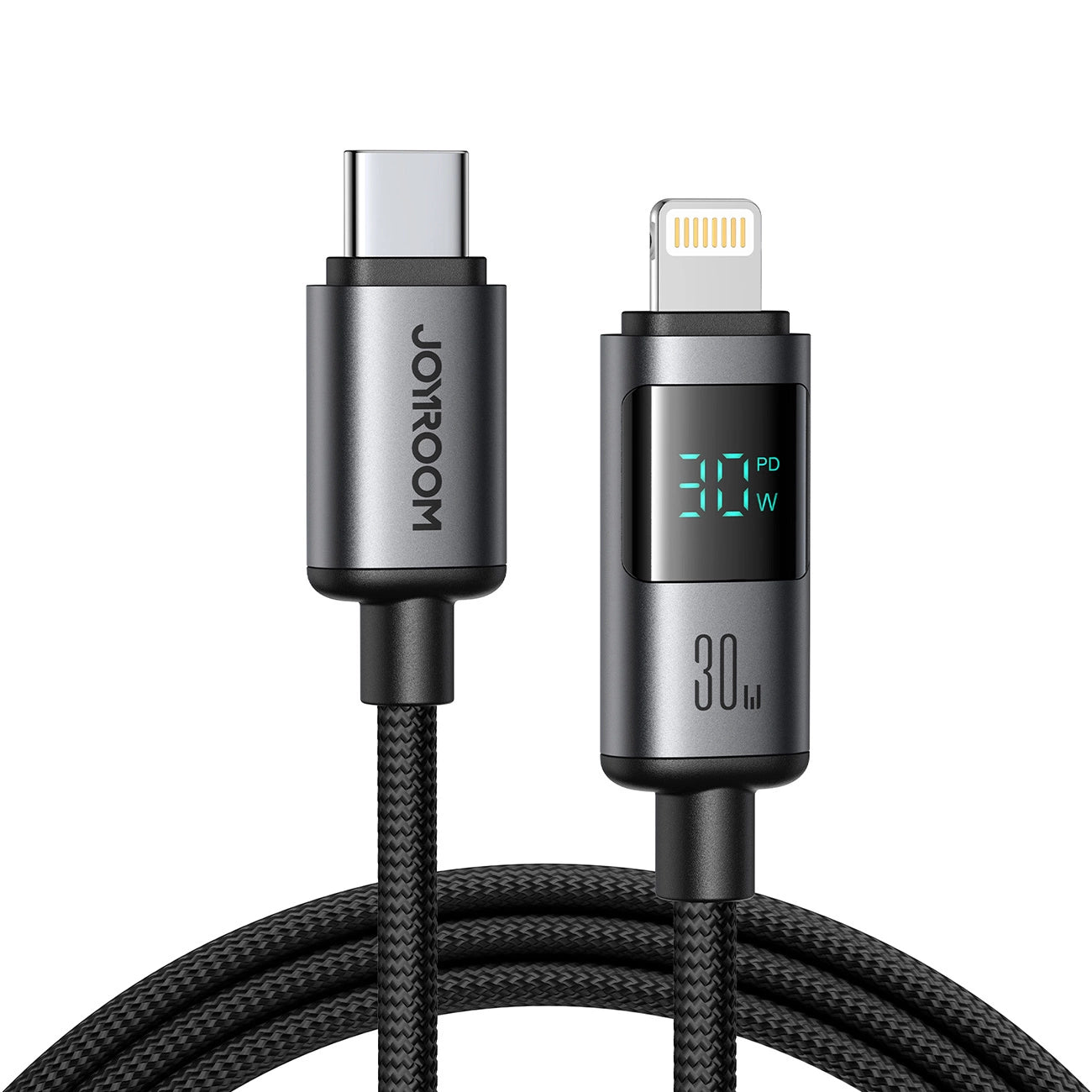 Joyroom S-A16 Pro Prism Series 30W USB-C - Lightning Kabel mit Display 1,2m - Schwarz