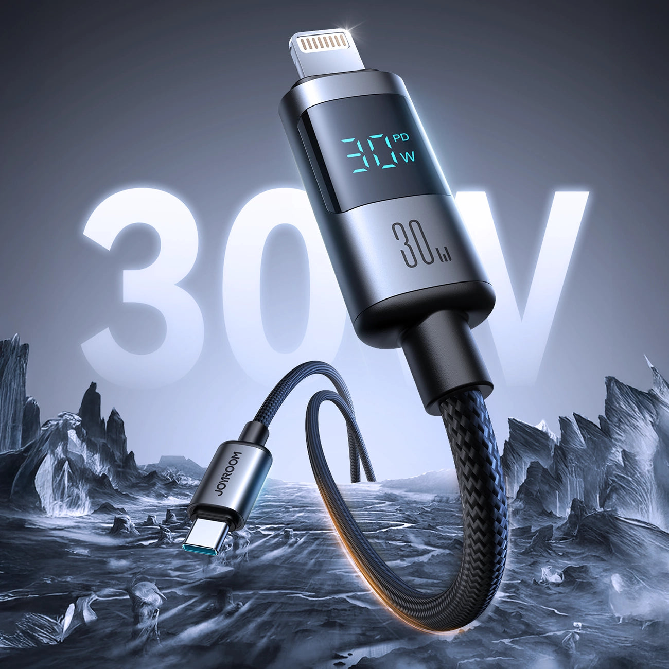Joyroom S-A16 Pro Prism Series 30W USB-C - Lightning Kabel mit Display 1,2m - Schwarz