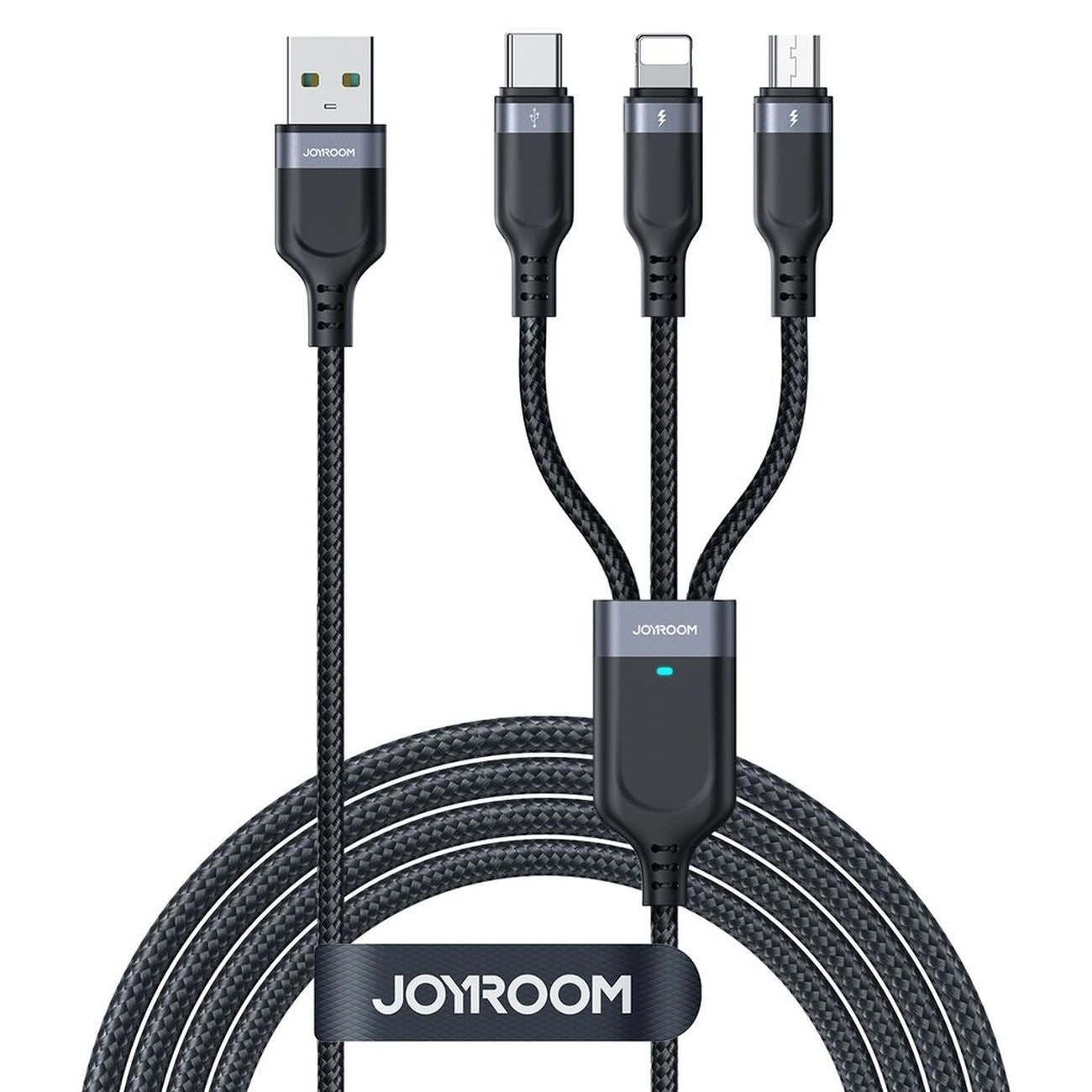 Joyroom S-A18 3in1 3.5A USB-A - Lightning+USB-C+MicroUSB Kabel 1,2m - schwarz