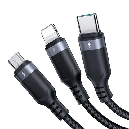Joyroom S-A18 3in1 3.5A USB-A - Lightning+USB-C+MicroUSB Kabel 1,2m - schwarz