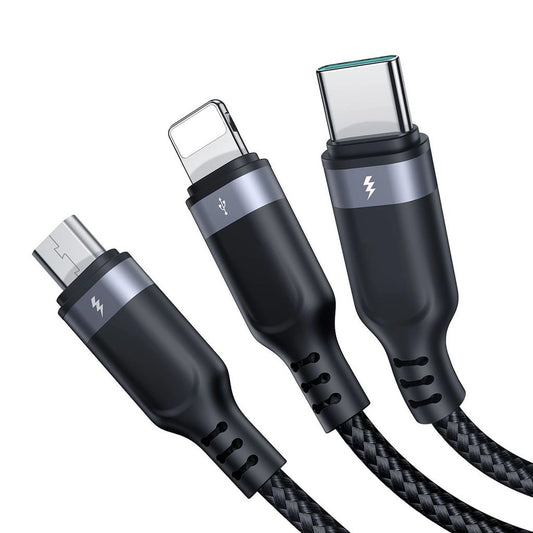 Joyroom S-A18 3in1 3.5A USB-A - Lightning+USB-C+MicroUSB Kabel 1,2m - schwarz