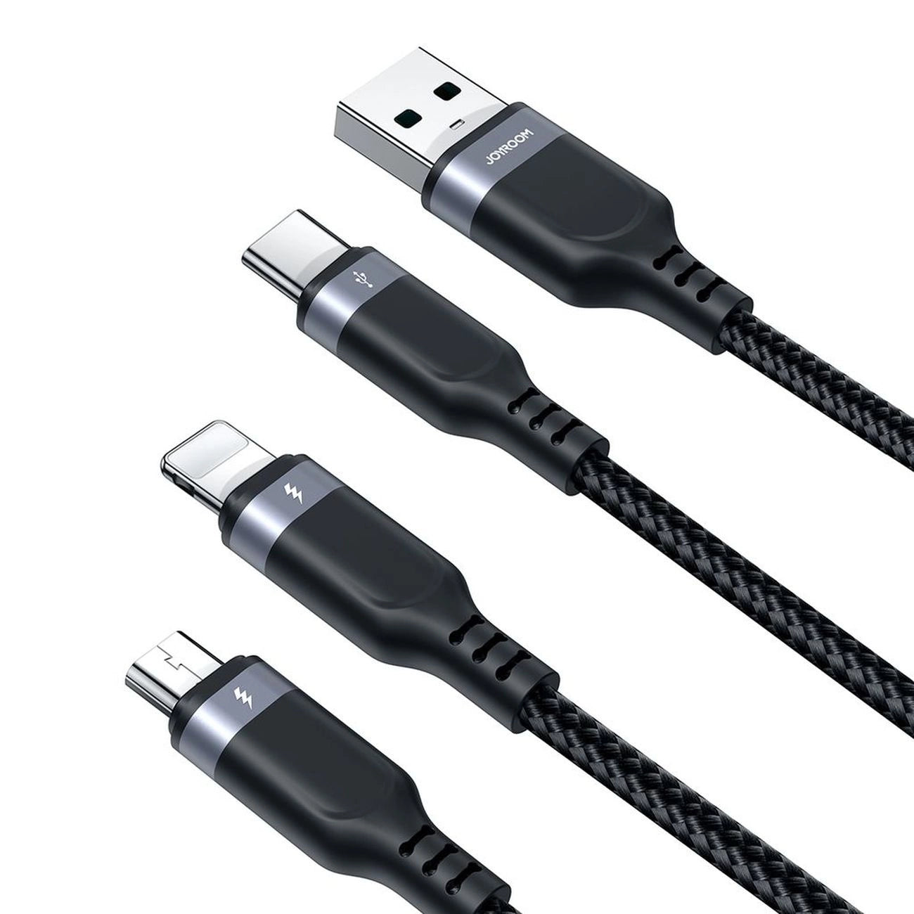 Joyroom S-A18 3in1 3.5A USB-A - Lightning+USB-C+MicroUSB Kabel 1,2m - schwarz