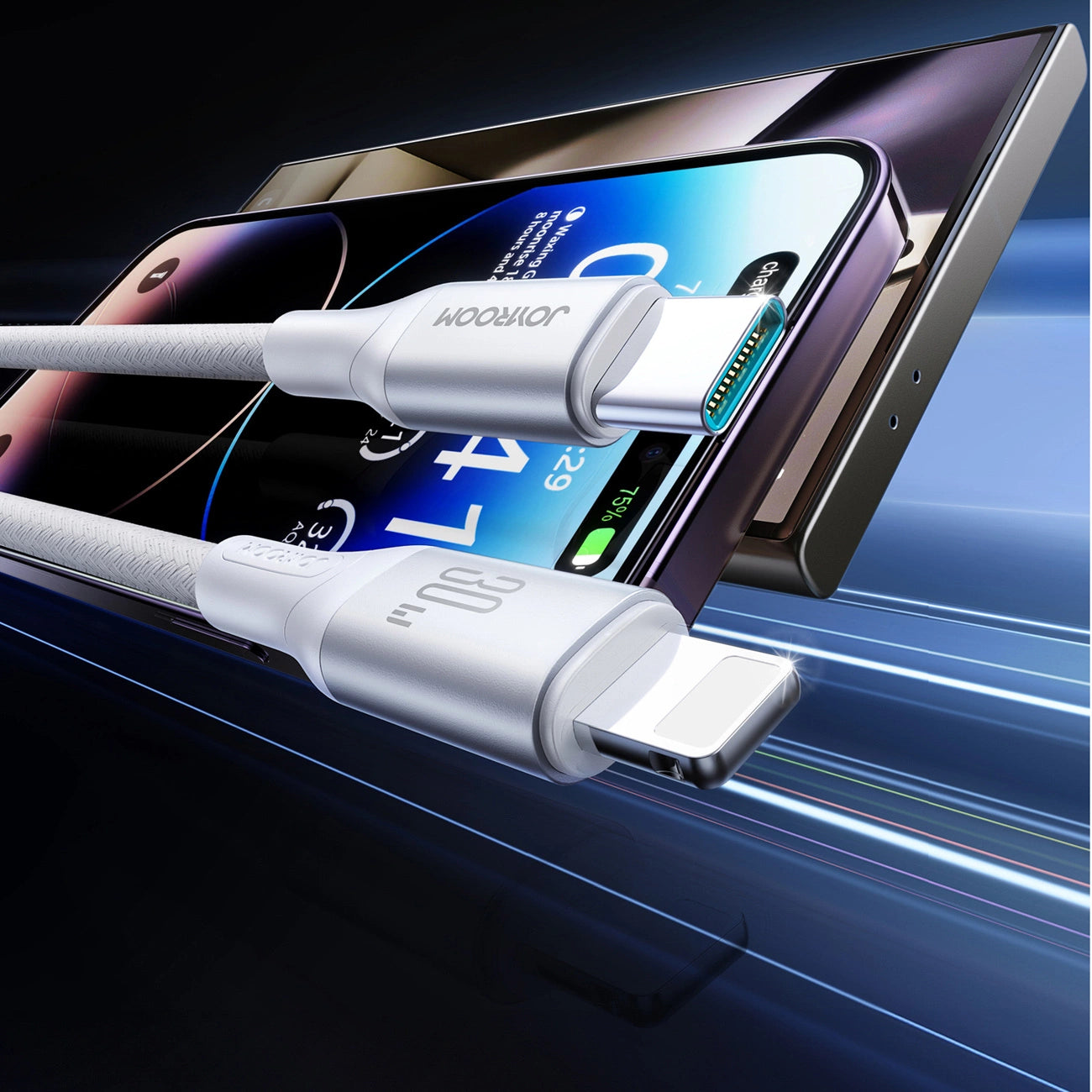 Joyroom S-A28 Blitzserie 30W USB-C auf Lightning Kabel 1m - weiß