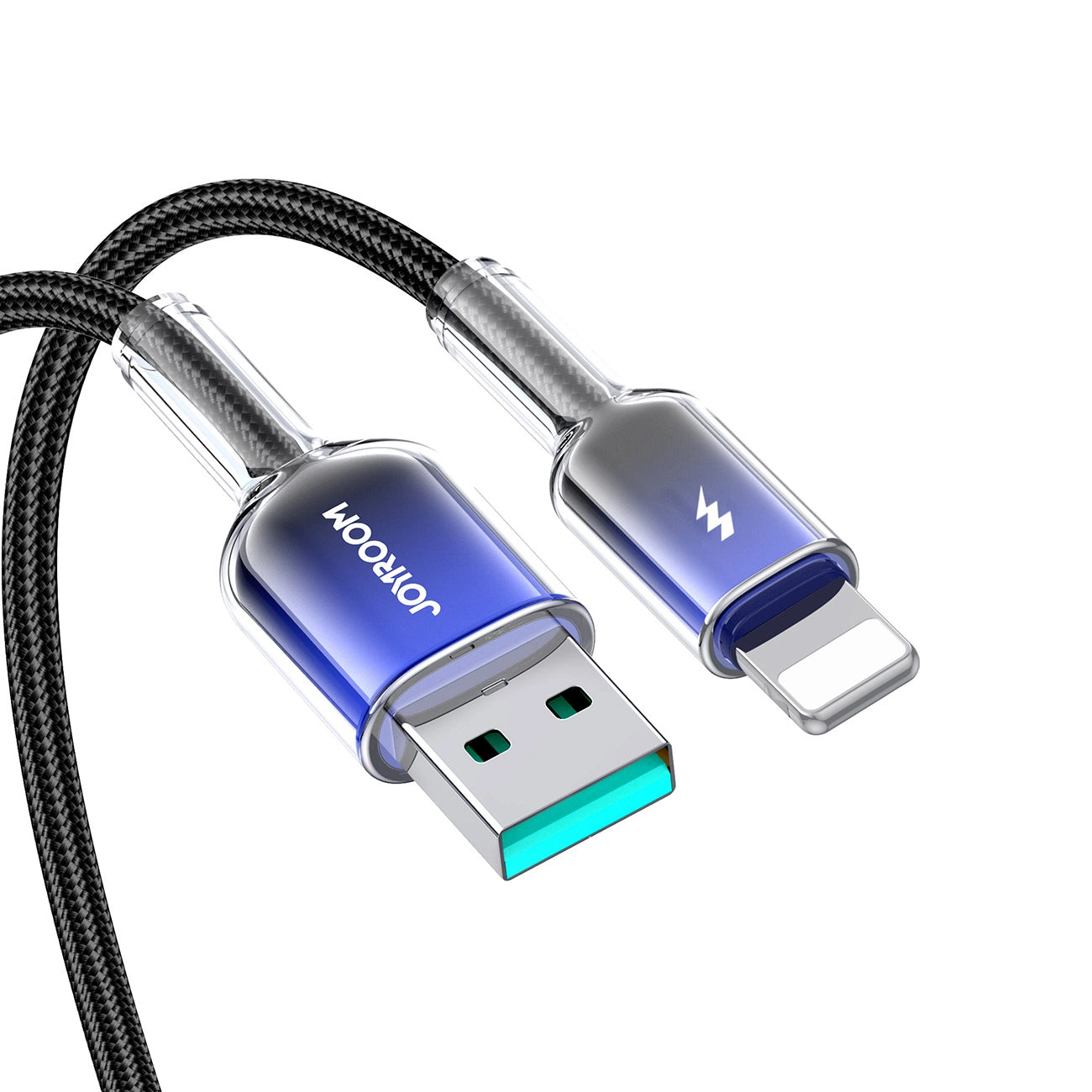 Joyroom S-A42 Crystal-Clear Serie 3A USB-A – Lightning Kabel 1,2 m – Schwarz
