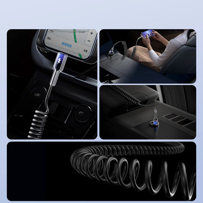 Joyroom S-A43 Crystal-Clear Serie 3A USB-A – USB-C Spiralkabel 1,5 m – Schwarz