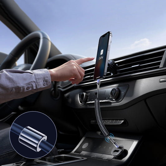 Joyroom S-A43 Crystal-Clear Series 30W USB-C – Lightning Spiralkabel 1,5 m – Schwarz