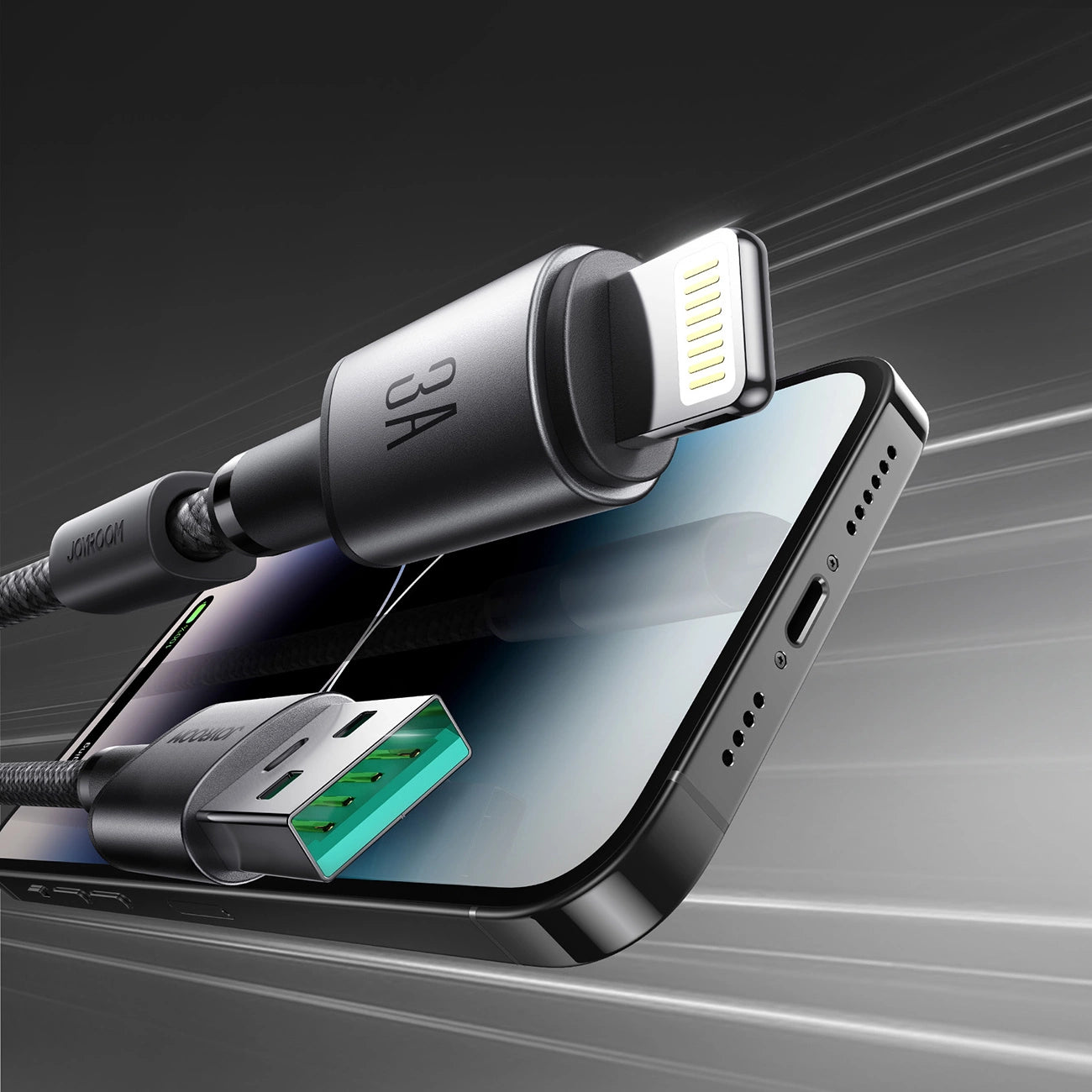 Joyroom S-A50 Unlimited Series 3A USB-A – Lightning Kabel mit magnetischem Organizer 1,2 m – Grau