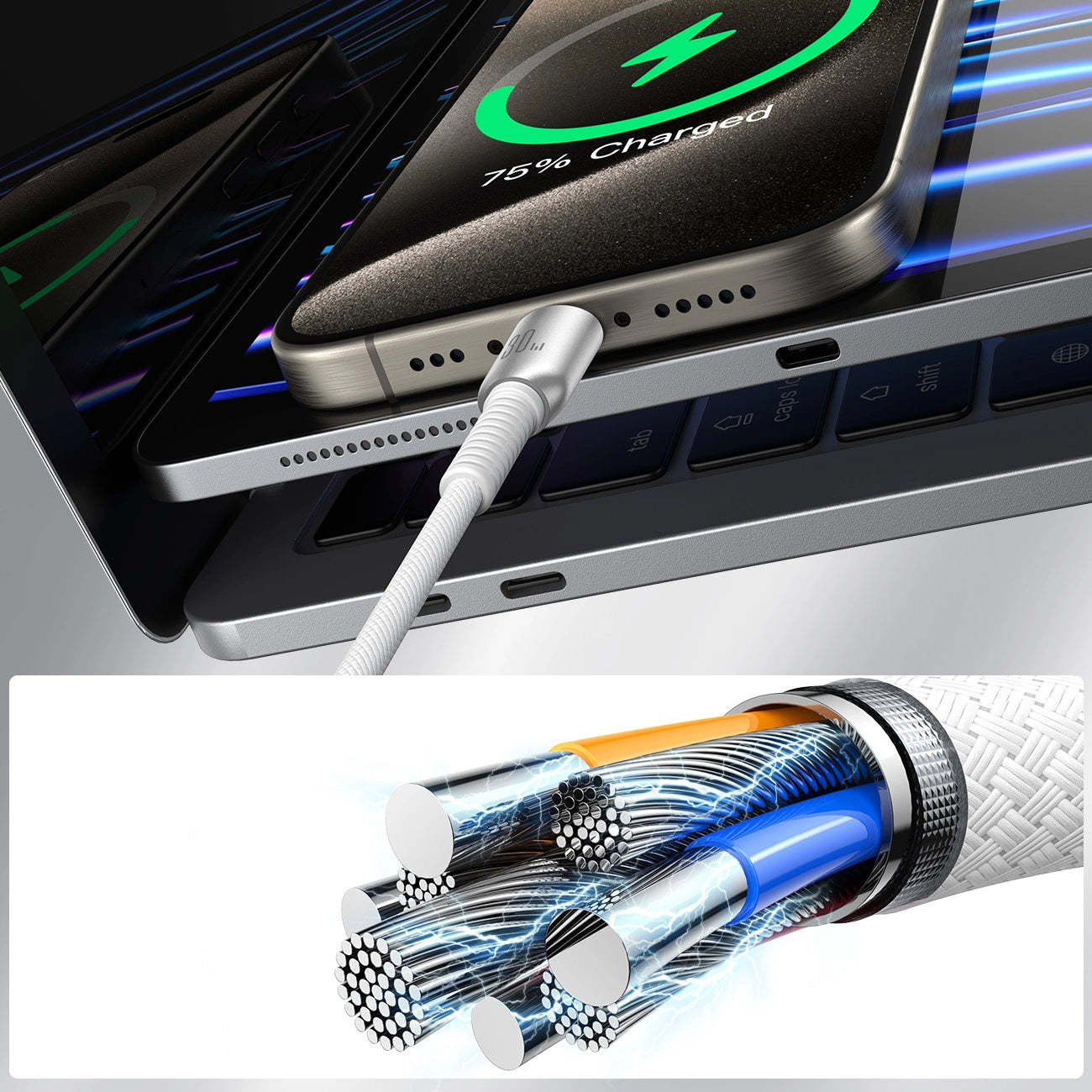 Joyroom S-A51 Cutting-Edge Series 30W USB-C - Lightning Kabel 1,2m - hellgrau