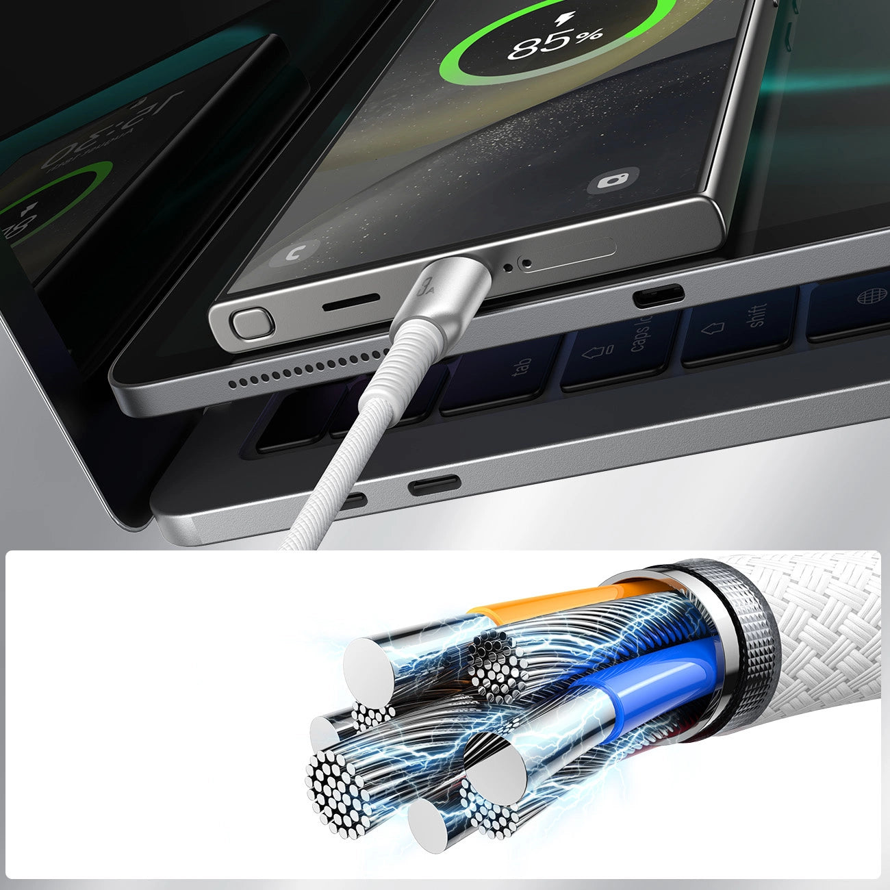 Joyroom S-A51 Cutting-Edge Series 3A USB-A - USB-C Kabel 1,2m - hellgrau