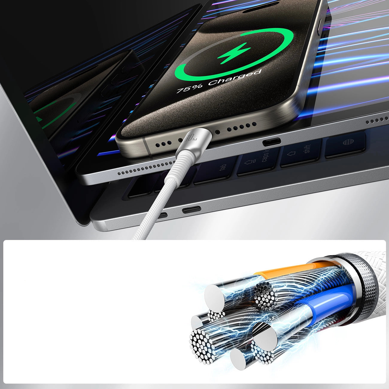 Joyroom S-A51 Cutting-Edge Series 60W USB-C - USB-C Kabel 1,2m - hellgrau