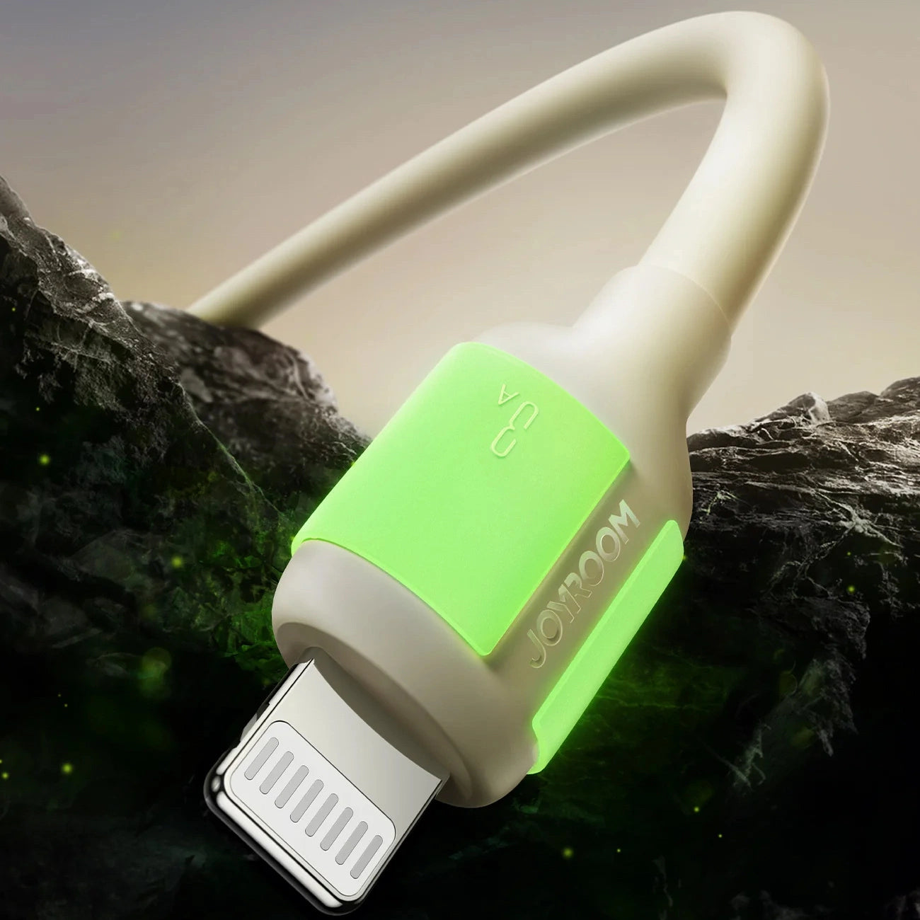 Joyroom S-A53 3A USB-A-Kabel - Lightning mit fluoreszierender Spitze 2 m - Beige