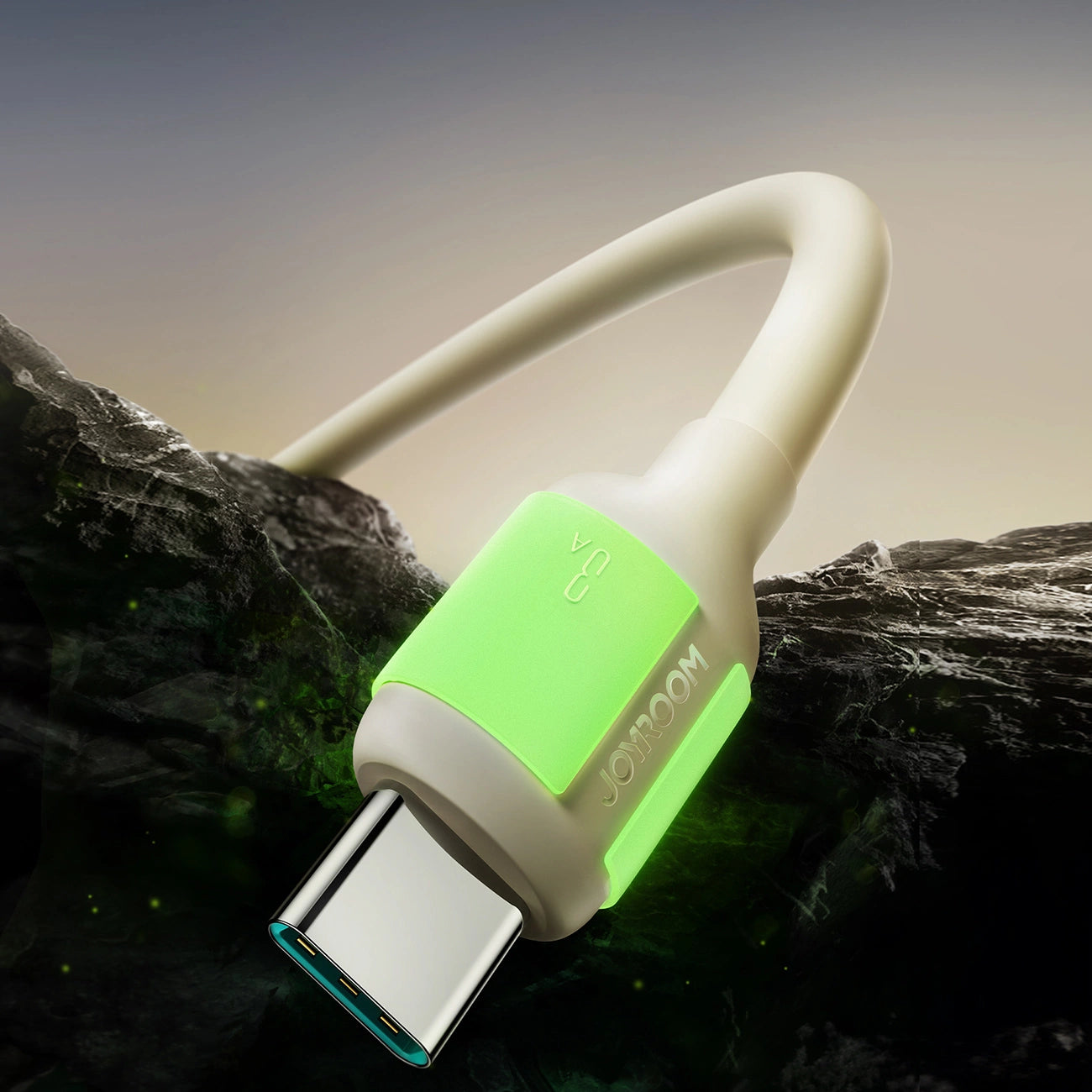 Joyroom S-A53 3A USB-A - USB-C Kabel mit fluoreszierender Spitze 1,2 m - Beige