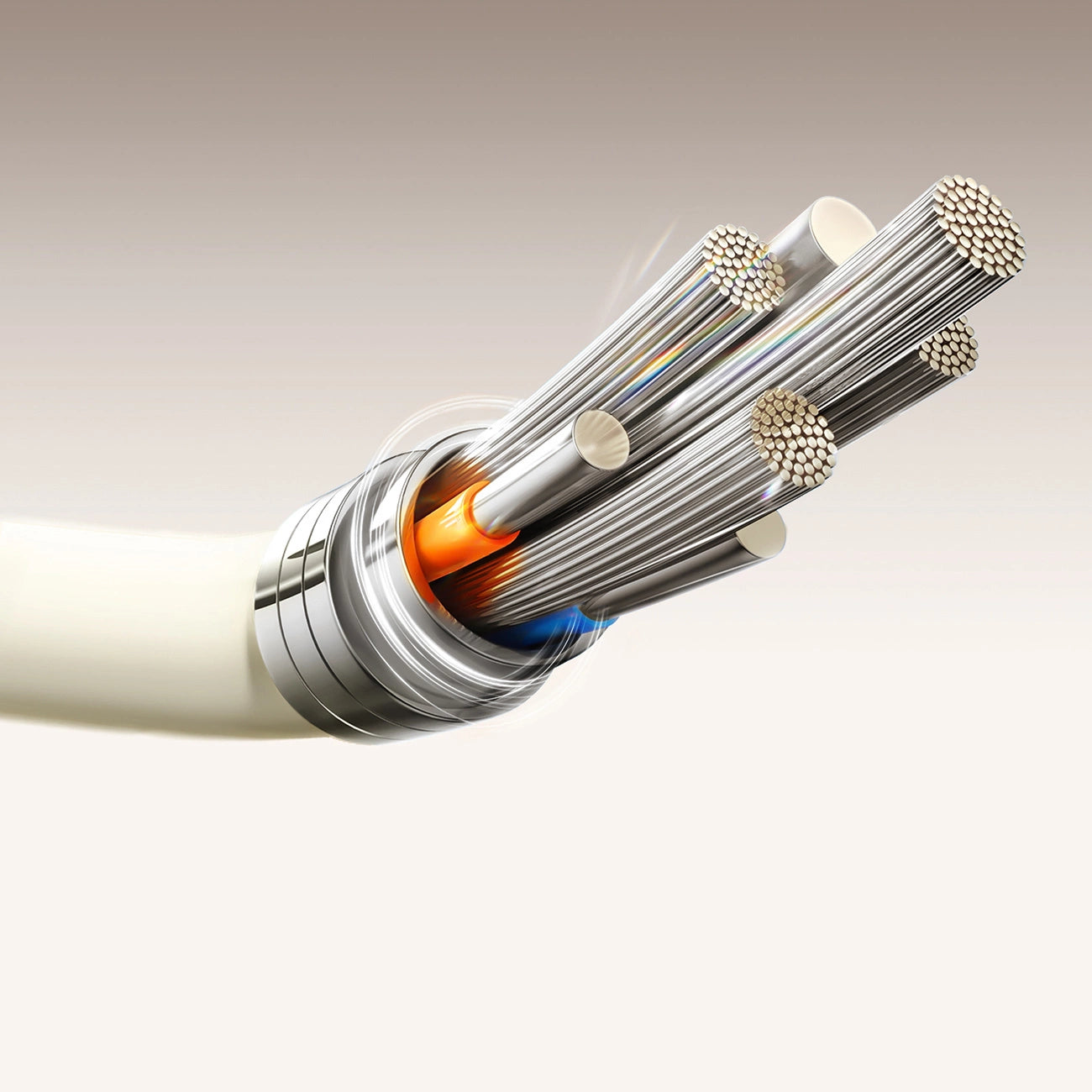 Joyroom S-A53 3A USB-A - USB-C Kabel mit fluoreszierender Spitze 1,2 m - Beige