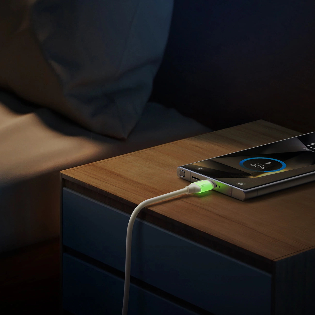 Joyroom S-A53 3A USB-A - USB-C Kabel mit fluoreszierender Spitze 2m - Beige