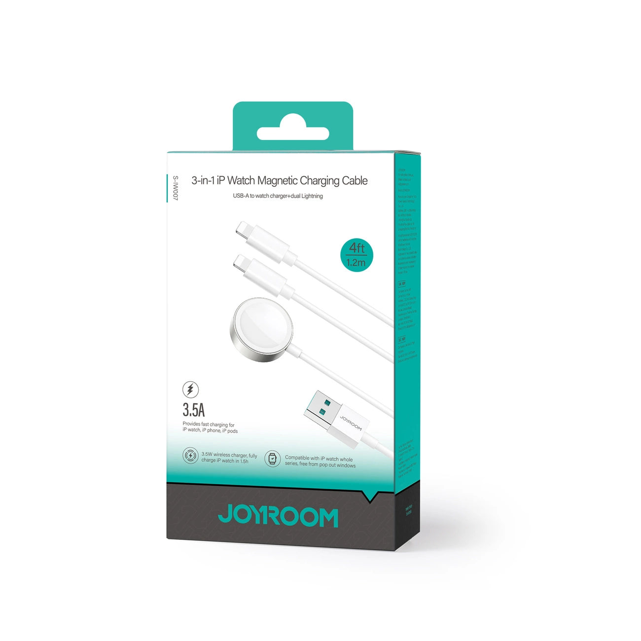 Joyroom S-IW007 3-in-1-Kabel USB-A magnetisches Ladegerät – Lightning 1,2 m – Weiß