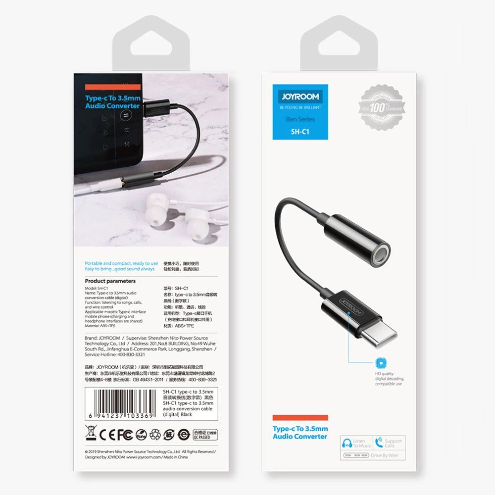 Joyroom SH-C1 Kopfhörer-Miniklinke 3,5 mm (weiblich) / USB-C (männlich) Adapter - weiß