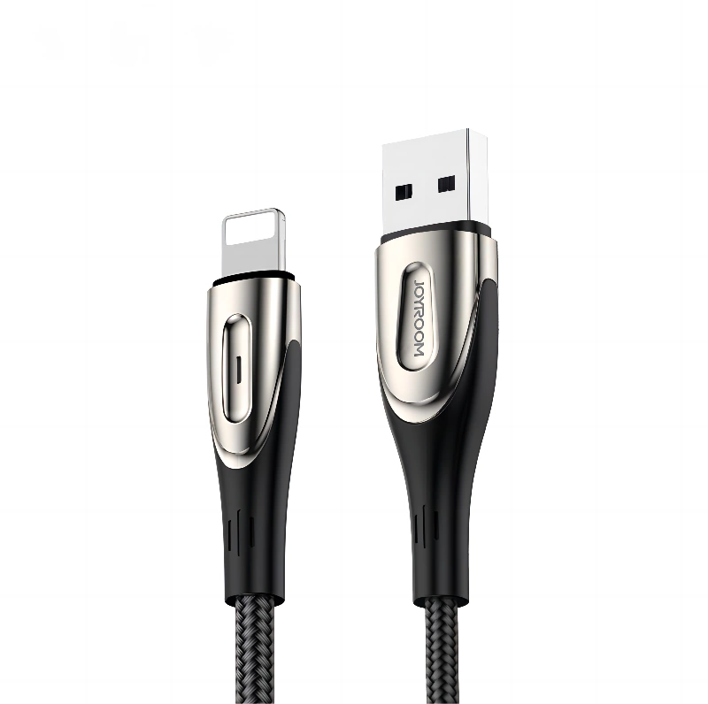 Joyroom Sharp Series S-M411 USB-A/ Lightning 3A-Kabel 1,2 m mit Ladeanzeige – Schwarz