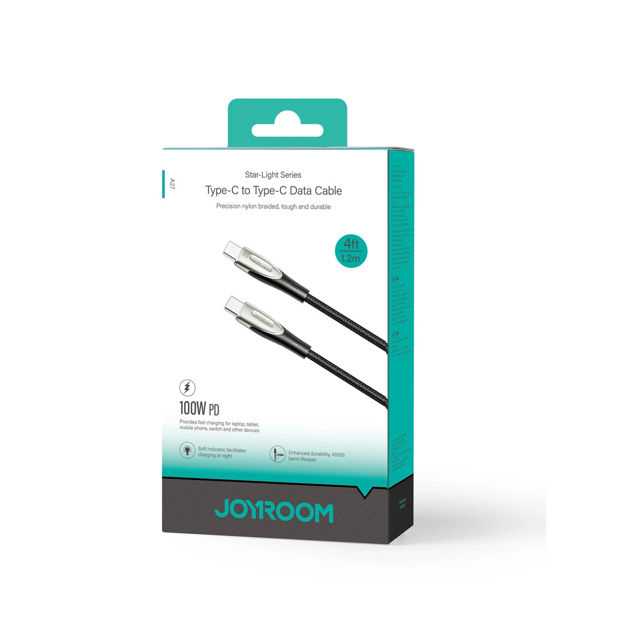 Joyroom Star-Light Series SA27-CC5 USB-C/USB-C-Kabel 100 W 1,2 m – schwarz