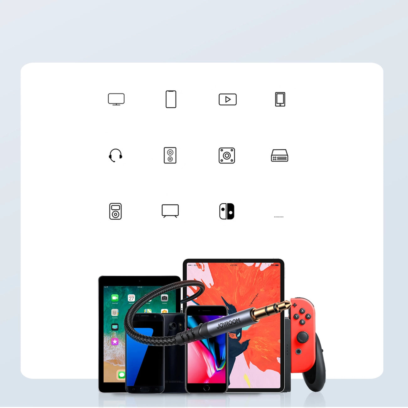 Joyroom Stereo-Audiokabel AUX 3,5 mm Miniklinke 1,2 m schwarz (SY-A08)