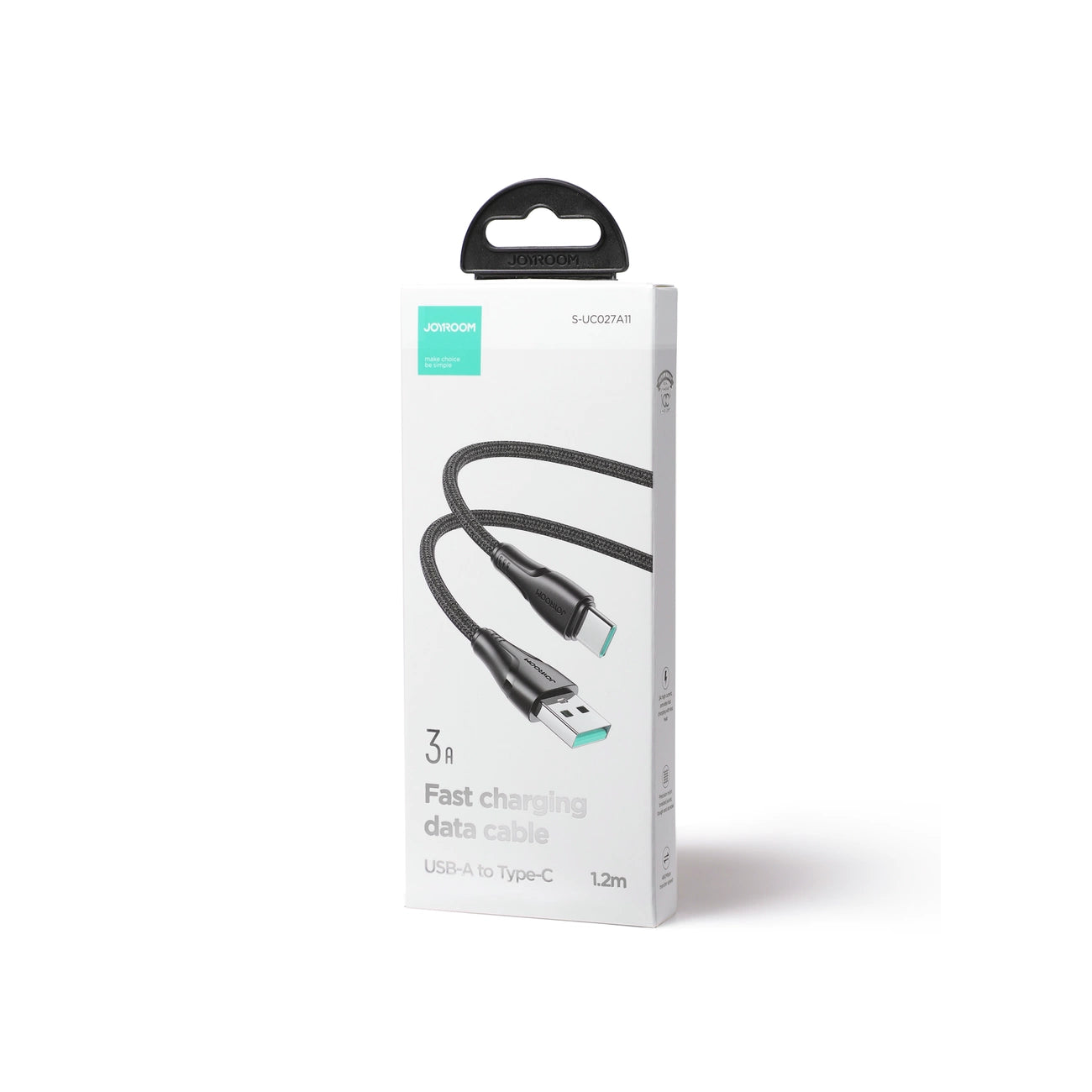 Joyroom Surpass Series A11 USB-A / USB-C 3A Kabel 0,25 m - Schwarz