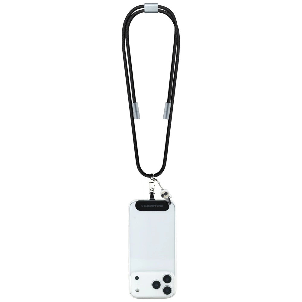 Karl Lagerfeld CBDY Ikonik Charm USB-C-Kabel / USB-C-Lanyard – Schwarz