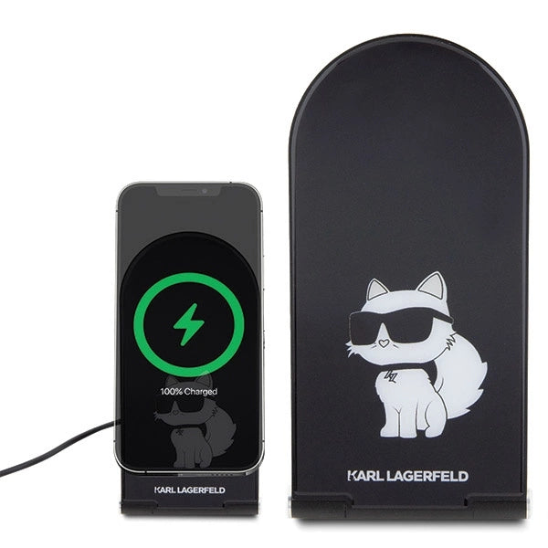 Karl Lagerfeld Choupette MagSafe Induktionsladegerät 15 W, faltbar 2in1 – Schwarz