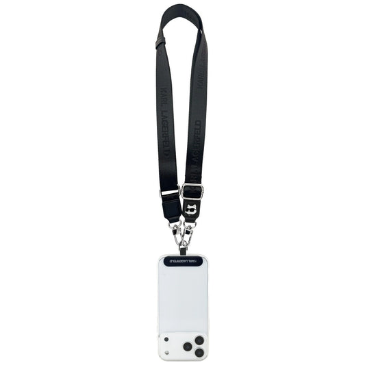 Karl Lagerfeld Universal-Handy-Lanyard mit Choupette-Metalllogo – Schwarz