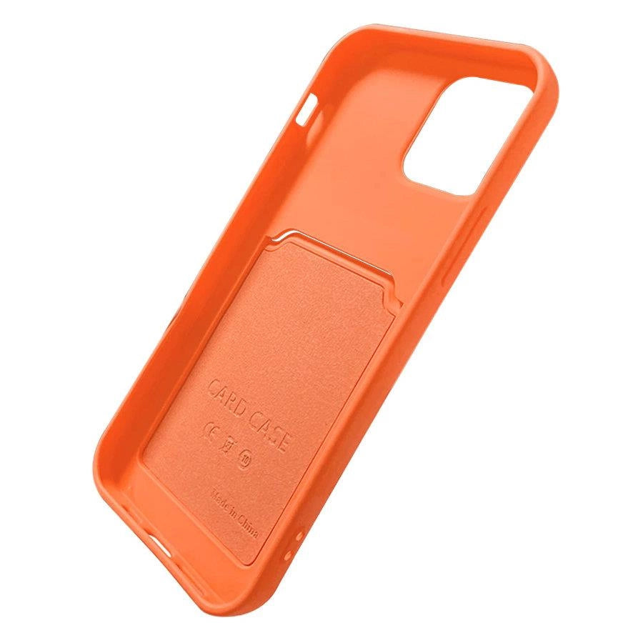 Kartenetui Silikon-Geldbörse mit Kartensteckplatz für Dokumente für iPhone 13 mini orange