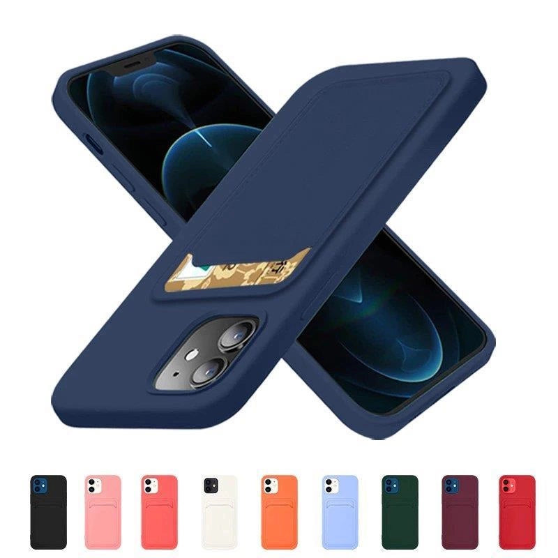 Kartenetui Silikon Wallet Case mit Kartenfach Dokumenten für Samsung Galaxy A73 weiß
