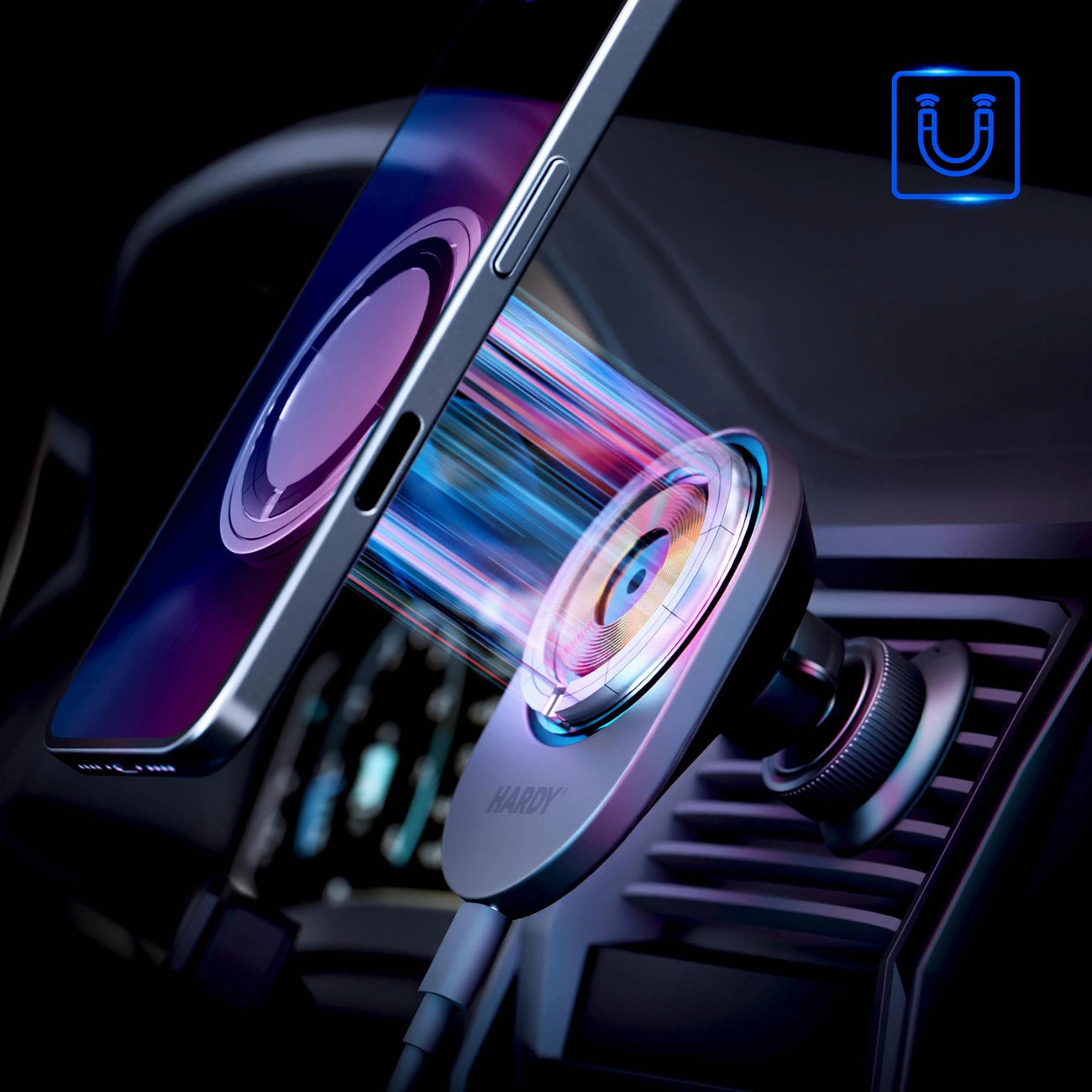 Kfz-Lüftungshalterung 3mk Hardy AeroCharger 15W Qi2/MagSafe – schwarz