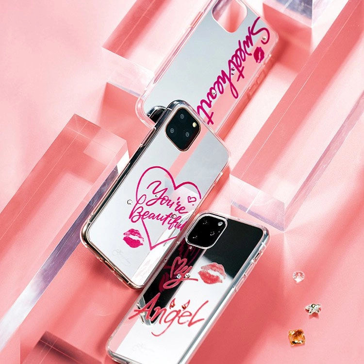 Kingxbar Angel Spiegelhülle verziert mit originalen Swarovski-Kristallen iPhone 11 Pro Max Spiegel transparent