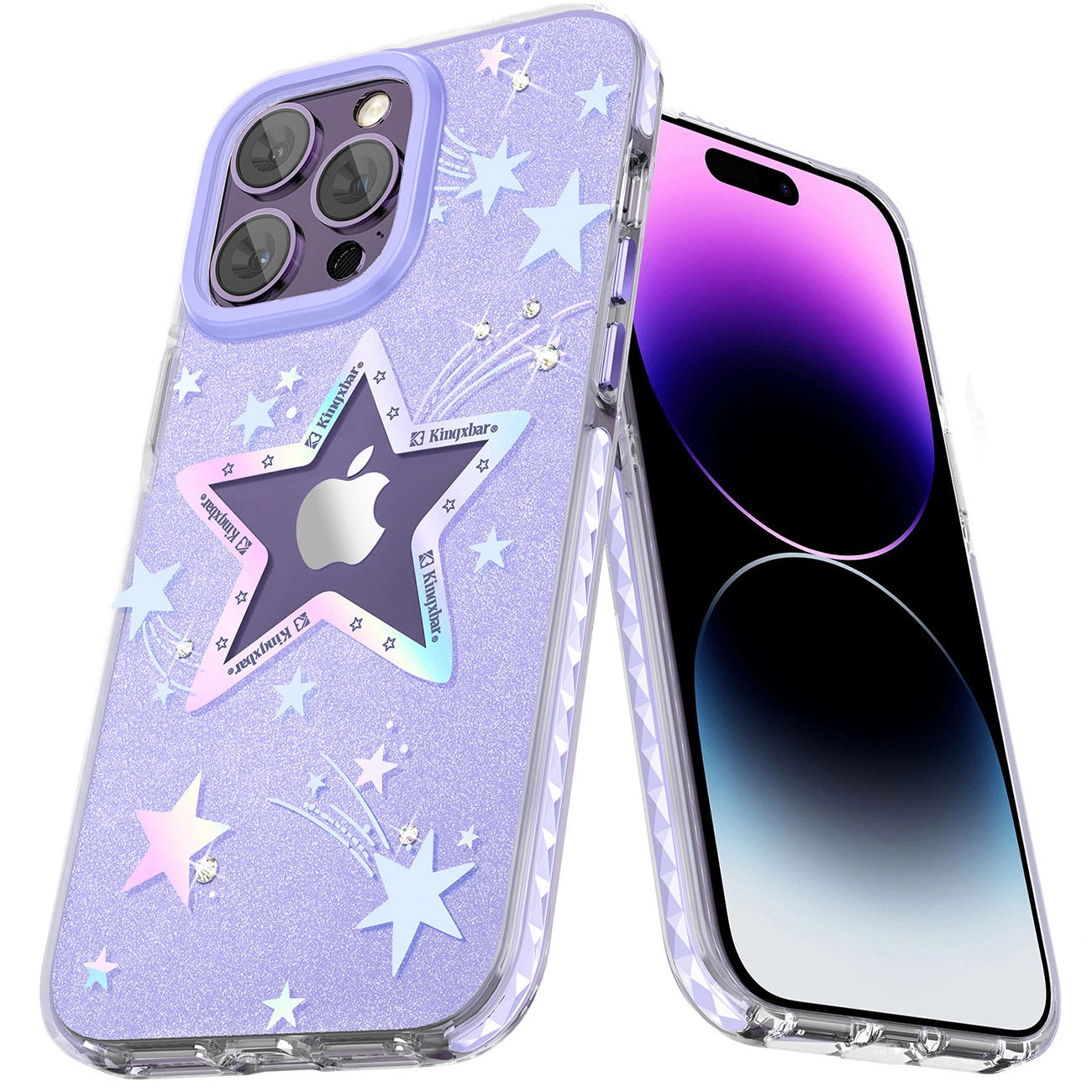Kingxbar Heart Star Series Hülle für iPhone 14 Plus Lila Star Hülle